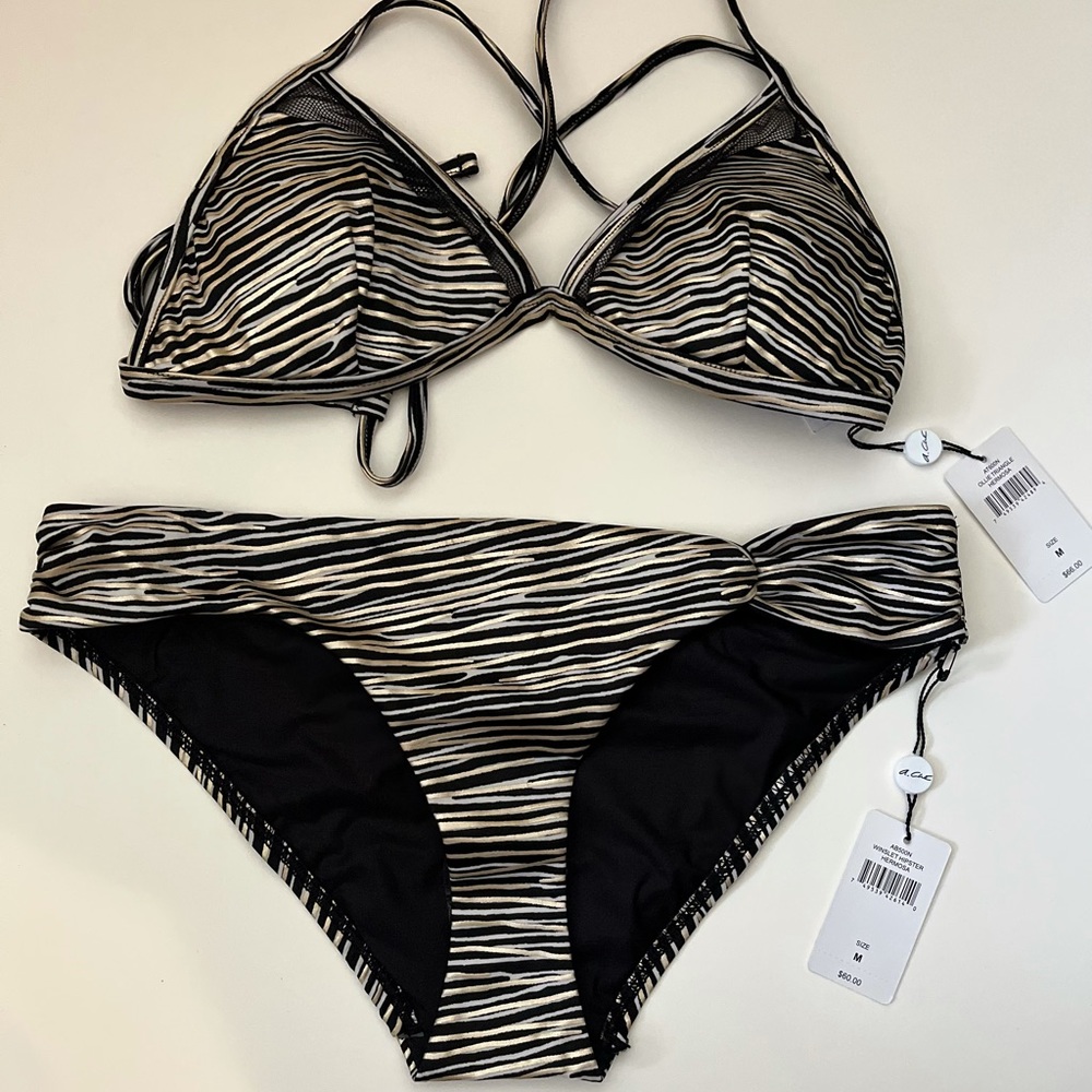 A.Che black, gold and white Bikini
